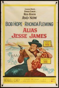 3t053 ALIAS JESSE JAMES 1sh '59 wacky outlaw Bob Hope & sexy Rhonda Fleming!