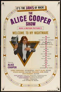 3t054 ALICE COOPER: WELCOME TO MY NIGHTMARE 1sh '75 it's the JAWS of rock, art of Alice Cooper!