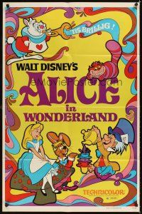 3t055 ALICE IN WONDERLAND 1sh R74 Walt Disney, Lewis Carroll classic, cool psychedelic art!