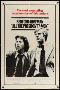 3t061 ALL THE PRESIDENT'S MEN 1sh '76 Dustin Hoffman & Robert Redford as Woodward & Bernstein!