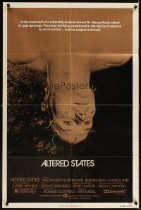 3t063 ALTERED STATES 1sh '80 William Hurt, Paddy Chayefsky, Ken Russell, sci-fi horror!