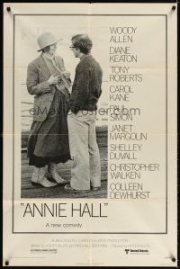 3t069 ANNIE HALL revised 1sh '77 full-length Woody Allen & Diane Keaton, a new comedy!