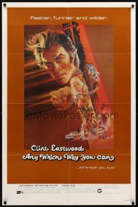 3t072 ANY WHICH WAY YOU CAN int'l 1sh '80 cool artwork of Clint Eastwood & Clyde by Bob Peak!