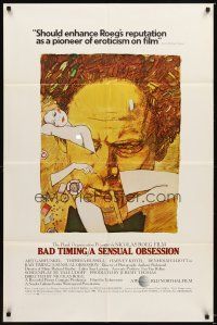 3t096 BAD TIMING 1sh '80 Nicholas Roeg, cool art of Art Garfunkel & sexy Theresa Russell!
