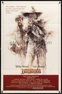 3t100 BARBAROSA 1sh '82 great art of Gary Busey & Willie Nelson with smoking gun!