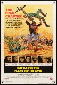 3t107 BATTLE FOR THE PLANET OF THE APES 1sh '73 great sci-fi artwork of war between apes & humans!
