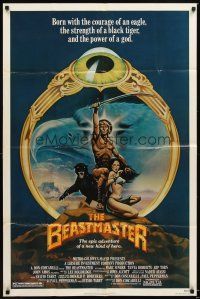 3t112 BEASTMASTER 1sh '82 cool fantasy art of barechested Marc Singer & sexy Tanya Roberts!