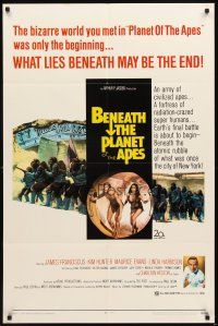 3t117 BENEATH THE PLANET OF THE APES 1sh '70 sci-fi sequel, what lies beneath may be the end!