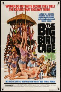 3t125 BIG BIRD CAGE 1sh '72 Pam Grier, Roger Corman, classic chained women art by Joe Smith!
