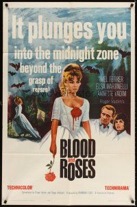 3t153 BLOOD & ROSES 1sh '61 Et mourir de plaisir, Roger Vadim, sexiest vampire Annette Vadim!