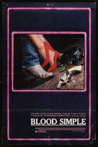 3t154 BLOOD SIMPLE 1sh '85 Joel & Ethan Coen, Frances McDormand, cool film noir gun image!