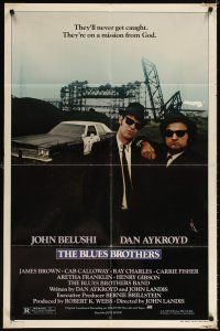 3t163 BLUES BROTHERS 1sh '80 John Belushi & Dan Aykroyd are on a mission from God!