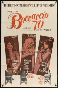3t166 BOCCACCIO '70 1sh '62 sexy Loren, Ekberg & Schneider, plus Fellini, De Sica & Visconti!