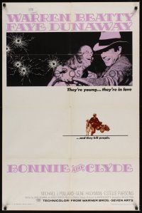 3t169 BONNIE & CLYDE 1sh '67 notorious crime duo Warren Beatty & Faye Dunaway!
