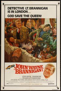 3t178 BRANNIGAN 1sh '75 Douglas Hickox, great art of fighting John Wayne in England!