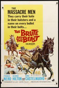 3t187 BRUTE & THE BEAST 1sh '69 Lucio Fulci, cool art of Franco Nero hanging from horse w/gun!