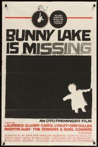 3t193 BUNNY LAKE IS MISSING 1sh '65 directed by Otto Preminger, really cool Saul Bass artwork!