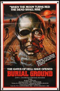 3t194 BURIAL GROUND 1sh '85 Le notti del terrore, cool zombie artwork by C.W. Taylor!
