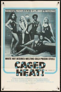 3t202 CAGED HEAT 1sh '74 first Jonathan Demme, Erica Gavin & sexy bad girls in prison!