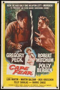 3t207 CAPE FEAR 1sh '62 Gregory Peck, Robert Mitchum, Polly Bergen, classic film noir!