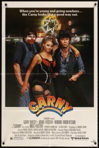 3t213 CARNY 1sh '80 Jodie Foster, Robbie Robertson, Gary Busey in carnival clown make up!