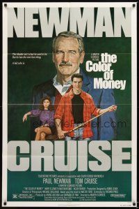 3t246 COLOR OF MONEY 1sh '86 Robert Tanenbaum artwork of Paul Newman & Tom Cruise playing pool!