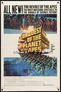 3t258 CONQUEST OF THE PLANET OF THE APES style B 1sh '72 Roddy McDowall, apes are revolting!