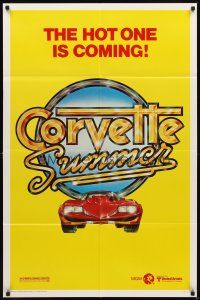 3t260 CORVETTE SUMMER teaser 1sh '78 Mark Hamill, cool art of custom Corvette!