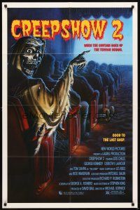 3t266 CREEPSHOW 2 1sh '87 Tom Savini, great Winters artwork of skeleton guy in theater!