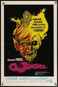 3t269 CRY OF THE BANSHEE 1sh '70 Edgar Allan Poe probes new depths of terror, cool artwork!