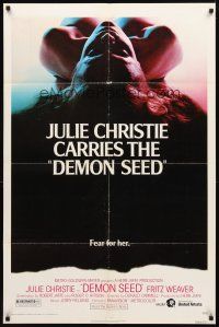 3t315 DEMON SEED 1sh '77 Julie Christie is profanely violated by a demonic machine!