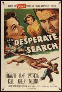 3t319 DESPERATE SEARCH 1sh '52 Jane Greer & Howard Keel trapped in the wild!