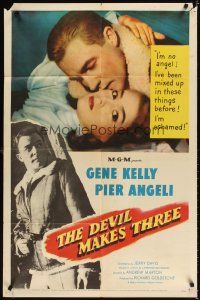 3t322 DEVIL MAKES THREE 1sh '52 Gene Kelly, Pier Angeli, she's been mixed up before!