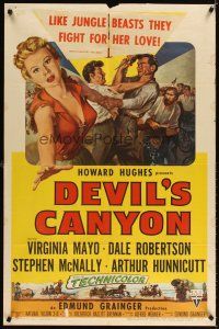 3t325 DEVIL'S CANYON 1sh '53 artwork of sexy 3-D Virginia Mayo, Dale Robertson!