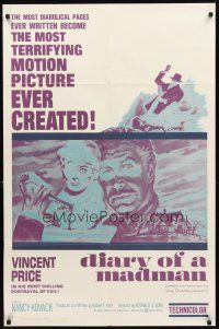 3t327 DIARY OF A MADMAN 1sh '63 Vincent Price in his most chilling portrayal of evil!