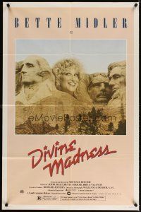 3t336 DIVINE MADNESS style A 1sh '80 wacky image of Bette Midler as part of Mt. Rushmore!