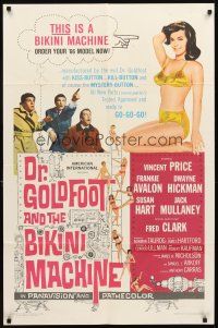 3t348 DR. GOLDFOOT & THE BIKINI MACHINE 1sh '65 Vincent Price, hot babes w/kiss & kill buttons!