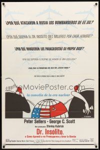 3t353 DR. STRANGELOVE Spanish/U.S. 1sh '64 Stanley Kubrick classic, Sellers, Tomi Ungerer art!