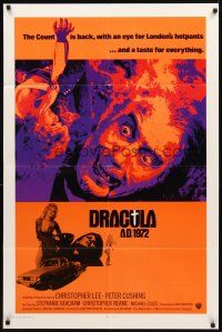 3t355 DRACULA A.D. 1972 int'l 1sh '72 Hammer, cool artwork of vampire Christopher Lee!