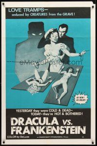 3t358 DRACULA VS. FRANKENSTEIN 1sh '70s love tramps seduced by creatures from the grave!