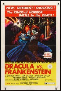 3t359 DRACULA VS. FRANKENSTEIN 1sh '71 monster art of the kings of horror battling to the death!