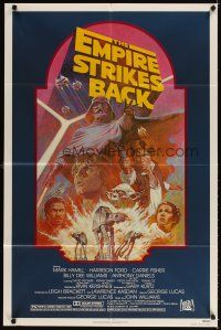 3t378 EMPIRE STRIKES BACK 1sh R82 George Lucas sci-fi classic, cool artwork by Tom Jung!