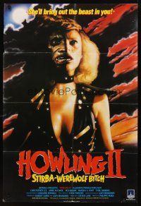 3t012 HOWLING II English 1sh '85 Christopher Lee, cool art of Sybil Danning as werewolf!