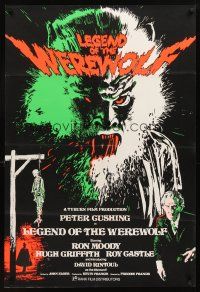 3t014 LEGEND OF THE WEREWOLF English 1sh '75 Peter Cushing, best close up monster artwork!