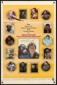 3t394 EVERY WHICH WAY BUT LOOSE teaser 1sh '78 Clint Eastwood & Clyde the orangutan, Sondra Locke!
