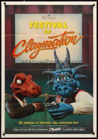 3t418 FESTIVAL OF CLAYMATION video 1sh '87 Will Vinton, great image of dinosaurs in theater!