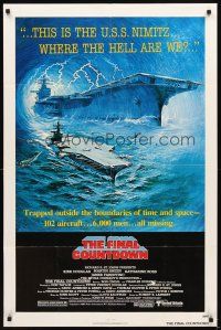 3t421 FINAL COUNTDOWN 1sh '80 cool sci-fi artwork of the U.S.S. Nimitz aircraft carrier!