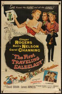 3t426 FIRST TRAVELING SALESLADY 1sh '56 Ginger Rogers sells barbed-wire in Texas!
