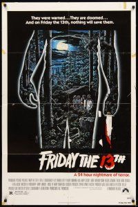 3t447 FRIDAY THE 13th 1sh '80 great Alex Ebel art, slasher classic, 24 hours of terror!