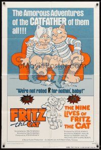 3t449 FRITZ THE CAT/NINE LIVES OF FRITZ THE CAT 1sh '75 the amorous adventures of the CATFATHER!